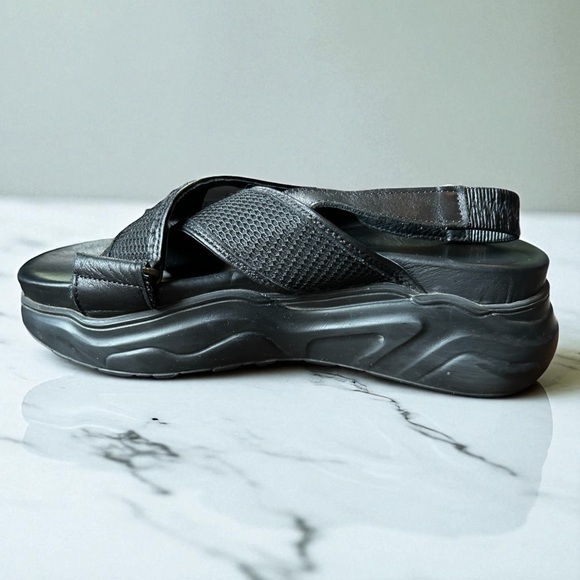 NWT SELECTED FEMME Nollie Chunky Sandals Leather Platform Black 40 US 9 - Picture 3 of 14